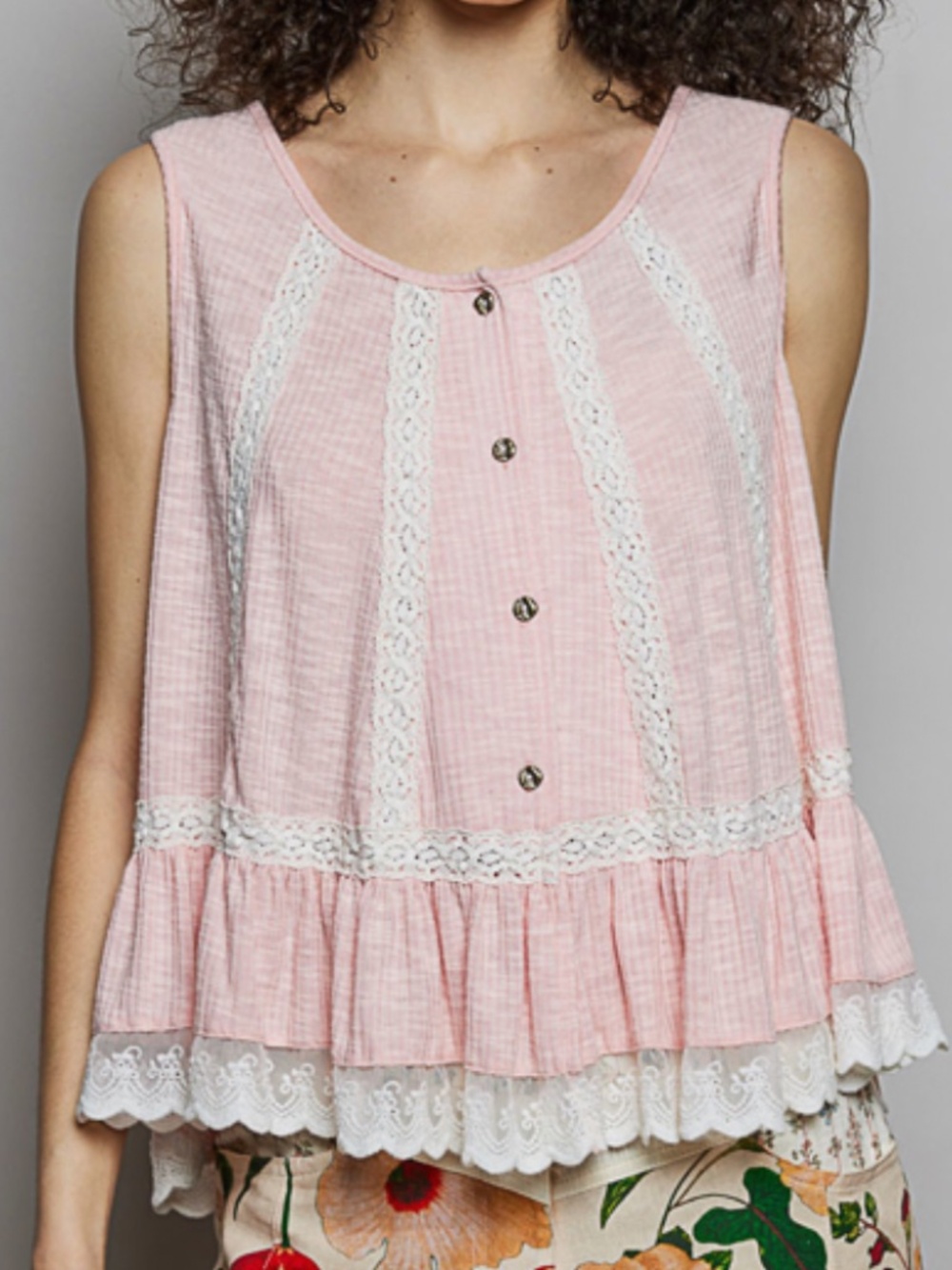 🎉 Pol “ Phuket 2 “ POL SLEEVELESS RIBBED TANK TOP WITH LACE DETAIL 43 - Picture 1 of 1